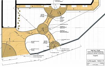 Vorgarten 200 qm, Ausführungsplan in CAD
