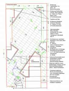Ausf�hrungsplan in CAD f�r unser Bespiel f�r Dachg�rten