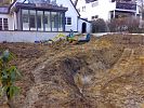 Gartenansicht w�hrend der Erd-und Mauerarbeiten