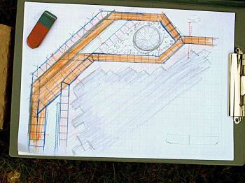 Terrassenplanung als Skizze, vor Ort erstellt