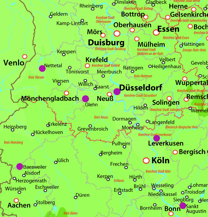 Standorte der Gartenplaner am Niederrhein