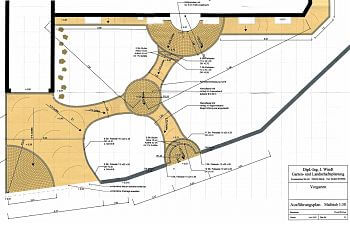 Vorgarten 200 qm, Ausführungsplan in CAD