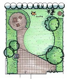 Garten mit Sonnenterrasse planen: Variante 2