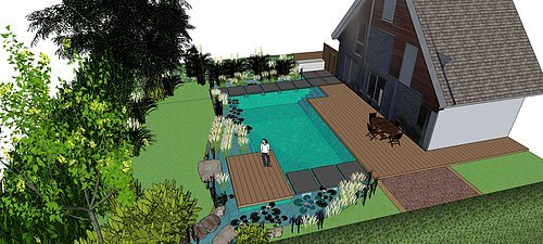 Garten mit Schwimmteich Visualisierung 3D