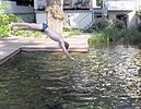 Kopfsprung in den Schwimmteich